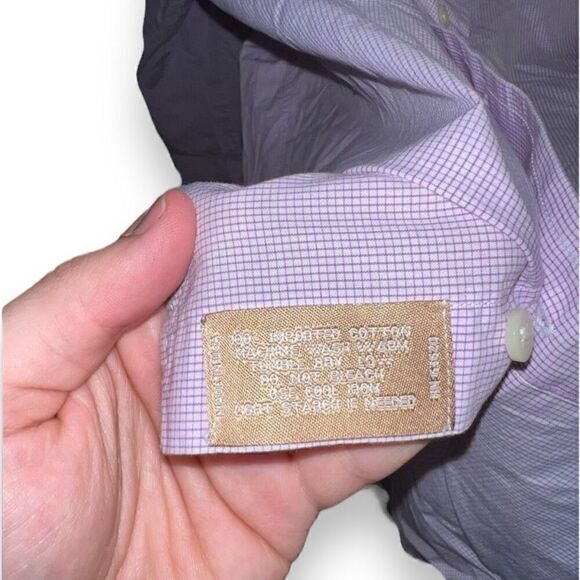 Purple Gitman Brothers Made in USA Dress Shirt Size L 16.5 - Picture 7 of 8